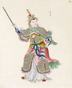 Una figura blandiendo espadas de Chinese School