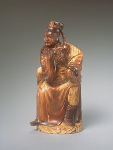 Figura de Guandi sentado, siglo XIV-XV (marfil tallado) de Chinese School