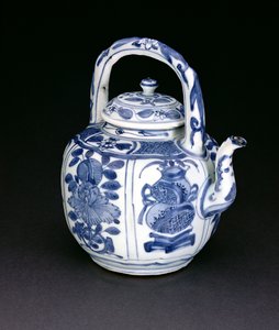 Jarra de vino kraak azul y blanco, Wanli, 1590-1610 de Chinese School