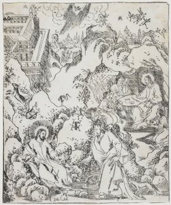 Cristo en el desierto, placa de Giulio Alenis Tianzhu jiangsheng zhuxiang jingjie (Una historia ilustrada del Señor del Cielo que se encarnó en la carne), Iglesia de Jinjiang, Provincia de Fujian de Chinese School