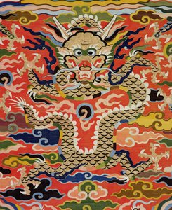 Detalle de tela que representa un Kossu de cinco dragones, período Wanli, 1573-1619 de Chinese School