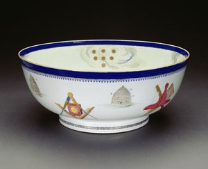 Cuenco masónico de exportación Famille Rose, período Qianlong, 1736-95