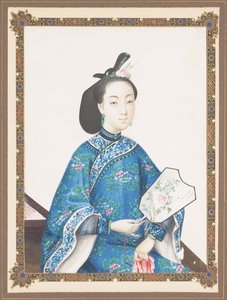 Retrato enmarcado de la esposa de Howqua, c.1850-70