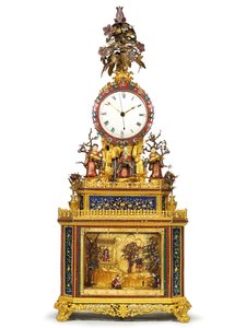 Reloj imperial de golpeo, musical y autómata "Inmortal taoísta", talleres de Guangzhou, período Qianlong, 1736-95 de Chinese School