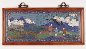 Panel que representa un paisaje chino, dinastía Ming