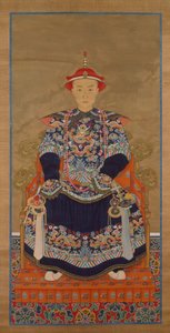 Retrato del Emperador Qianlong Como un Hombre Joven, Pergamino Colgante de Chinese School