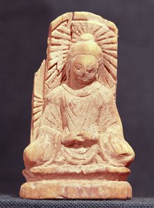 Buda sentado en meditación, de Tumshuq (Xinjiang) siglos IV-V (madera)