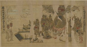 El Buda dirigiéndose a Yamaraja en Kusinagara de Chinese School