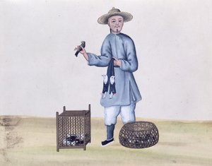 El vendedor de palomas, de un libro sobre los pregones callejeros de Pekín, c.1785 de Chinese School