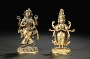 Figura tibeto-china de un bodhisattva de Chinese School