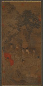 Xin Pi tirando de la túnica del emperador, dinastía Yuan o principios de la dinastía Ming