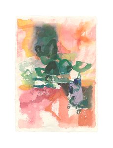 Composición abstracta, serie orgánica/inorgánica, 2021 (acuarela, gouache, carboncillo y collage sobre papel de acuarela)