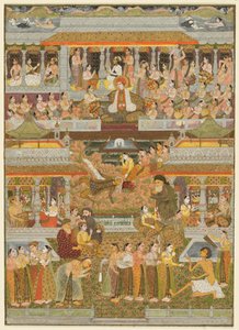 Amantes y amados: Una composición de escenas de la literatura persa, urdu y sánscrita, c. 1735 de Chitarman II