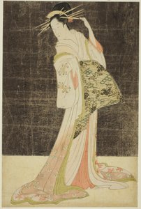 Una selección de belleza de los barrios del placer (Seiro bijin awase): Cortesanas contratadas para las vacaciones de Año Nuevo - Takigawa del Ogiya