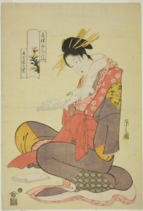 Komurasaki de Kadotamaya, de la serie Seis inmortales floridos de los barrios del placer de Chobunsai Eishi