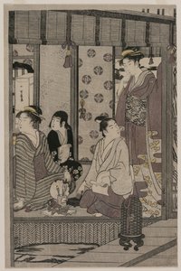 Gloria de la mañana de la serie El cuento de Genji en vestido moderno elegante, c. 1790