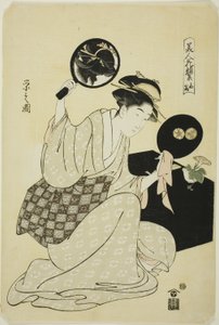 Takashima, de la serie "Una colección de rostros de bellezas como flores" de Chobunsai Eishi