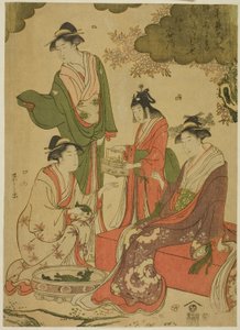 Mujeres viendo cerezos en flor