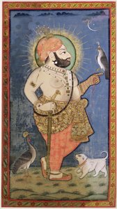Maharana Bhim Singh de Mewar con un halcón, Udaipur (Mewar) Rajasthan, c.1805