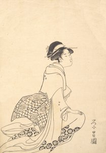 Una mujer arrodillada de Chokosai Eisho