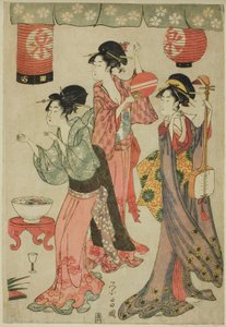 Festividad en una casa de té, de una parodia de Chushingura de Chokosai Eisho