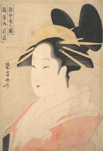 Gran retrato de cabeza y busto de la Oiran Hanaogi de Ogiya, probablemente 1798 de Chokosai Eisho