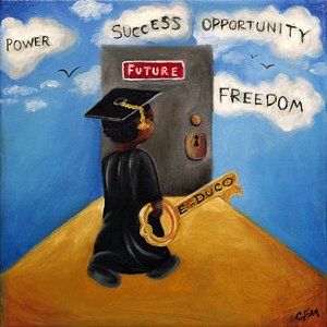 La educación es la clave, 2015 (óleo sobre lienzo) de Chris Fabor