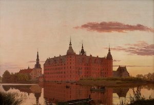 Palacio de Frederiksborg visto desde Jægerbakken. Tarde.