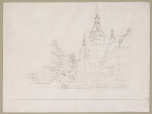 Castillo de Frederiksborg. Parte en el puente de la moneda de Christen Købke