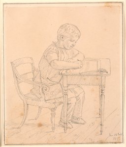 El hijo del artista Peter escribiendo en una pizarra de Christen Købke