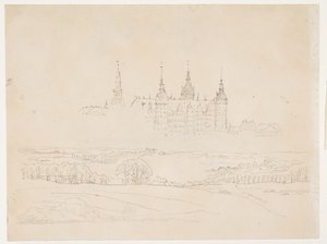 Estudio para el "Paisaje de otoño. Castillo de Frederiksborg en el fondo" de la Glyptoteca de Christen Købke