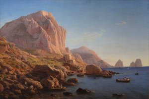 Una costa rocosa, Capri. Después del amanecer