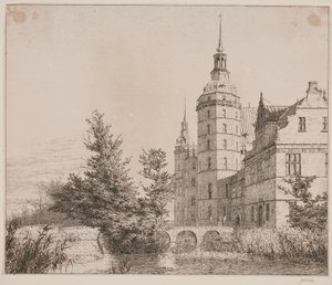 Castillo de Frederiksborg. Parte cerca del Puente de la Moneda de Christen Købke
