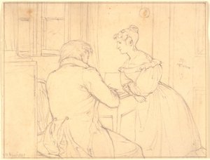El Pintor C.D.Gebauer dibuja para la Señorita Margrethe Hahn de Christen Købke