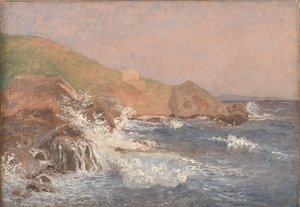 Mar agitado en una costa rocosa, Capri de Christen Købke