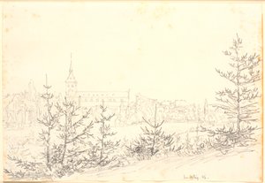Iglesia de San Canuto en Odense vista desde Munkemose de Christen Købke