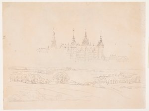 Estudio para el "Paisaje de otoño. Castillo de Frederiksborg en el fondo" de la Glyptoteca de Christen Købke