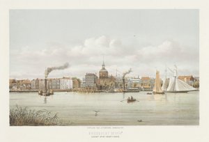 Vista del Groothoofdspoort en Dordrecht Vista de la cabeza grande (título sobre el objeto) Dordrecht en 1864 (título de la serie sobre el objeto) de Christiaan Bos
