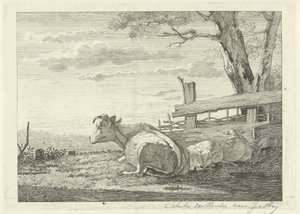 Descansando ganado en un paisaje de Christiaan Godfried Schutze van Houten