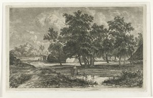 Paisaje con una granja entre los árboles. de Christiaan Immerzeel