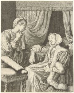 Interior con dos mujeres dama en impotencia de Christiaan Josi