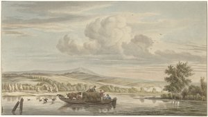 Vista al río con barcaza de heno de Christiaan Josi