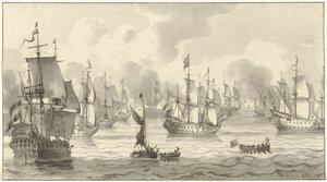 Seascape con flota de guerra de Christiaan Josi