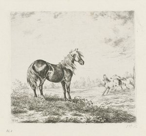 paisaje con tres caballos de Christiaan Wilhelmus Moorrees