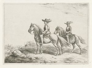 Dos jinetes explorando de Christiaan Wilhelmus Moorrees