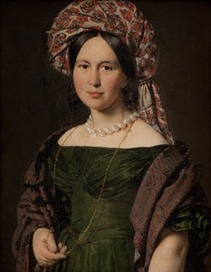Cathrine Jensen, nacida Lorenzen, la esposa del artista con turbante, 1842-1843 de Christian Albrecht Jensen