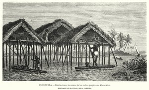 Viviendas lacustres de los indios Wayuu (Guajiro), Maracaibo, Venezuela de Christian Anton Goering