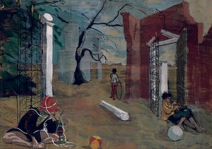 Escena de teatro (óleo sobre papel colocado sobre tabla) de Christian Bérard