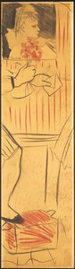 Tríptico (dibujo de una escena de amantes) (lápiz sobre papel) (véase también 742028-30) de Christian Bérard