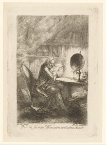 Autor enamorado de sus obras
Der in seinen Wercken verliebte Autor (título en el objeto) de Christian Bernhard Rode